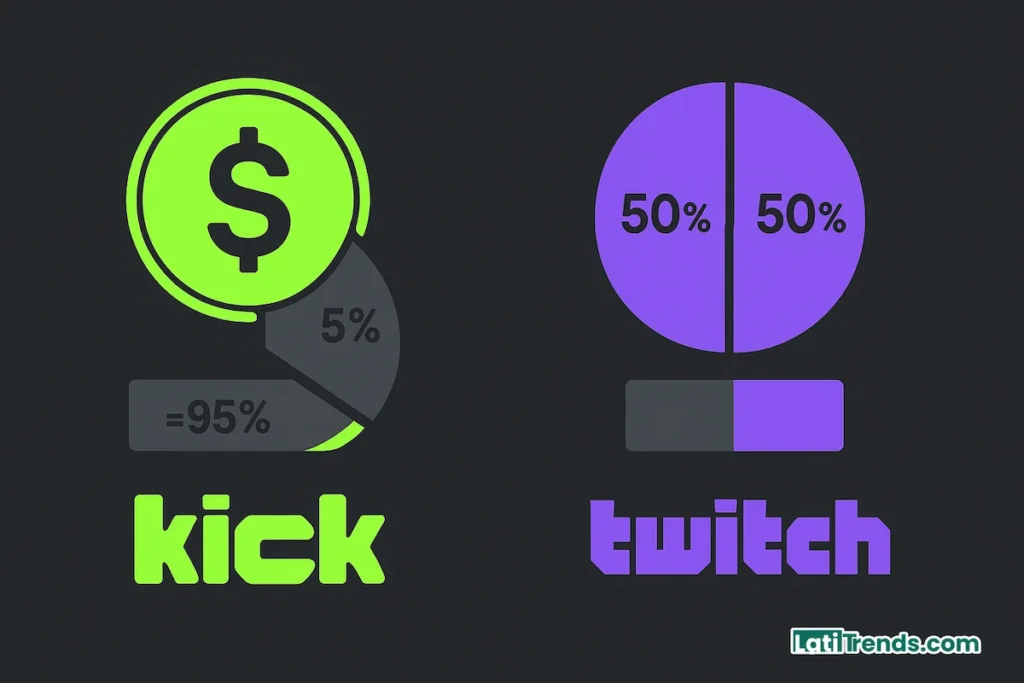 Porcentages de monetizacion twitch vs kick 95 50