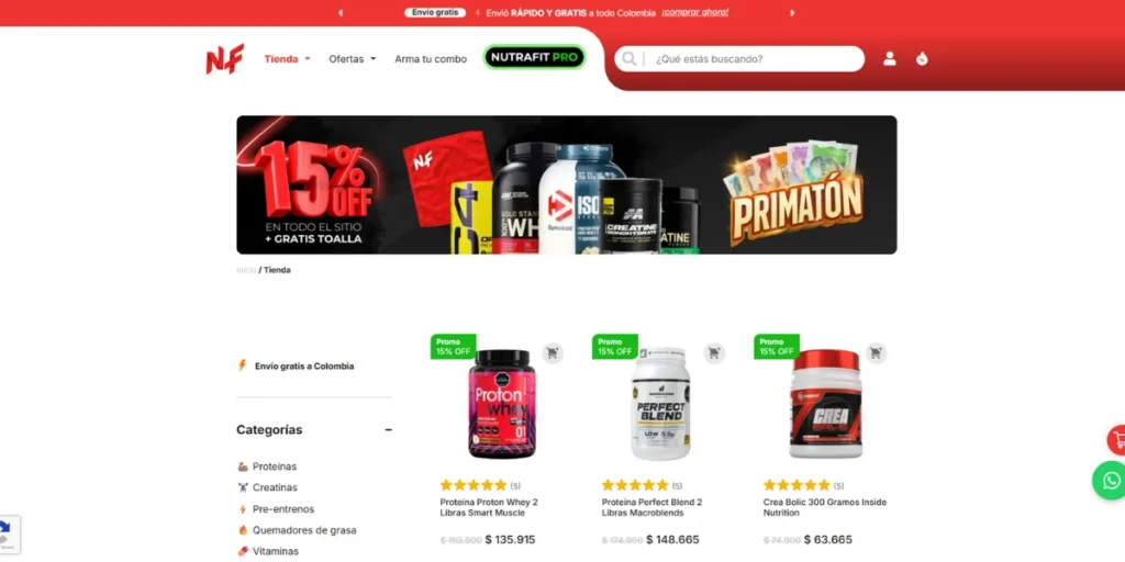 Captura de pantalla Nutrafit suplementos