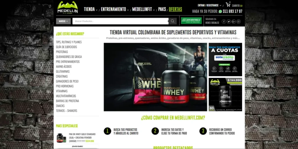 Captura de pantalla medellin fit suplementos