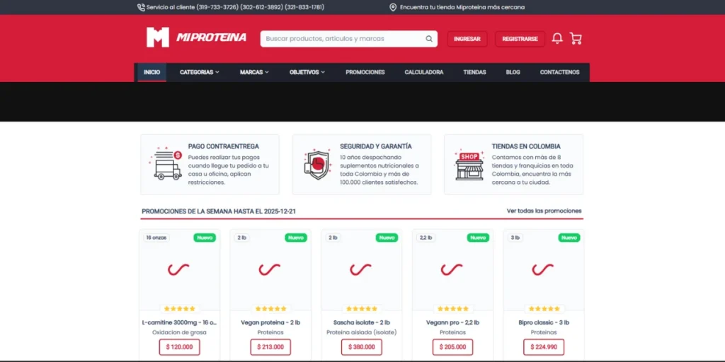 Captura de pantalla mi proteina suplementos