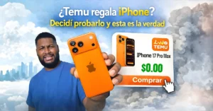 Es verdad que Temu regala iPhones, hombre sostiene iphone