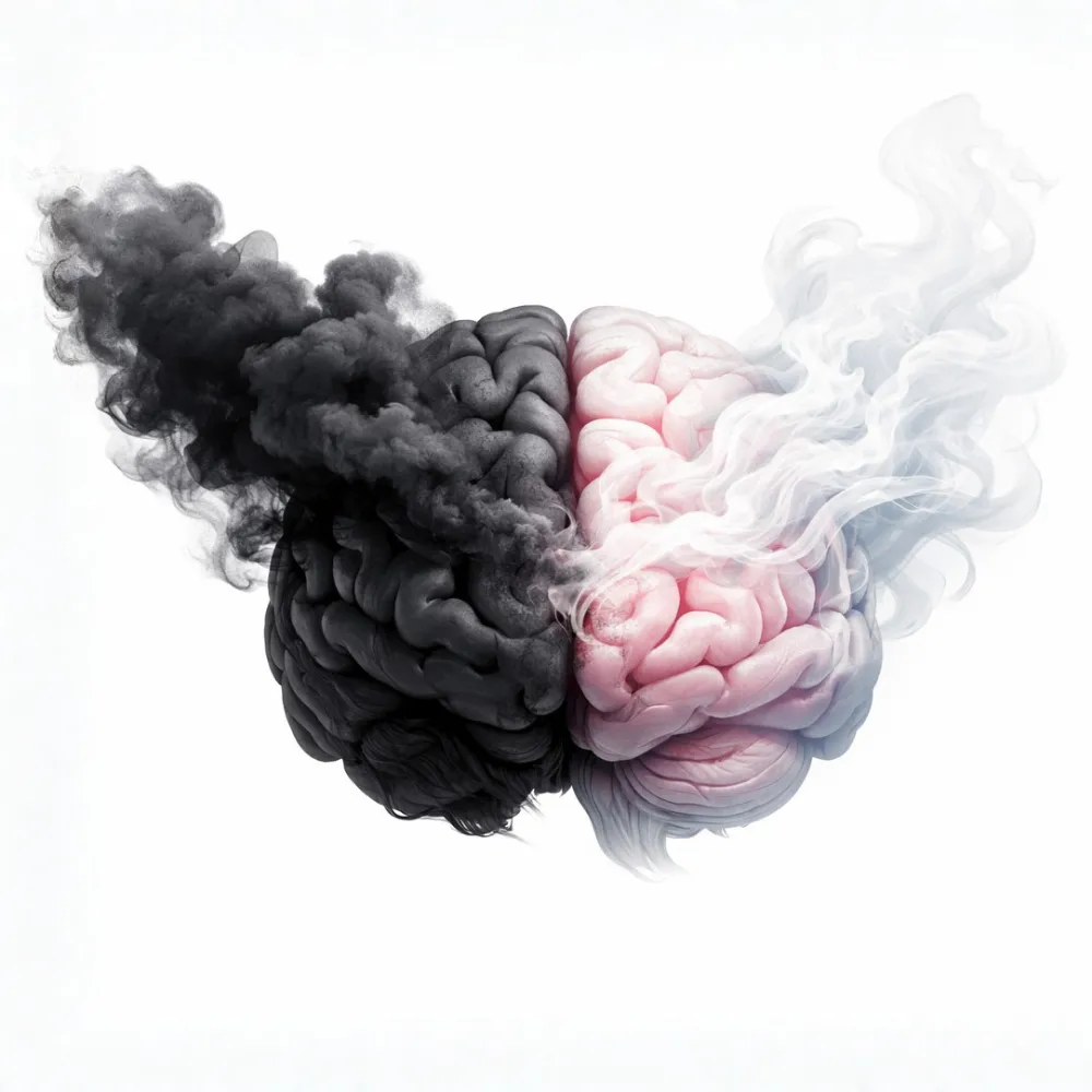 Imagen que representa Latitrends de un cerebro que entra humo negro y sale blanco